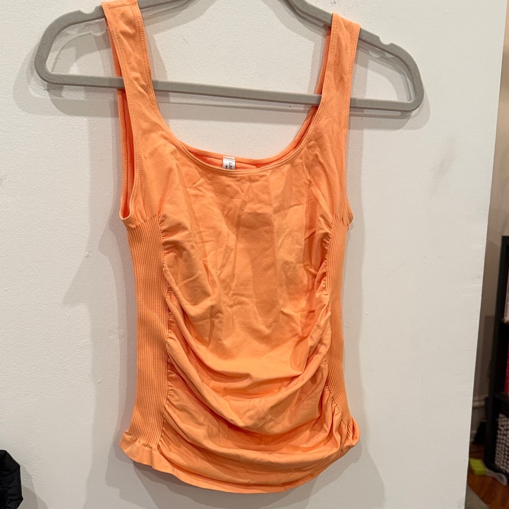 Last tango ruched Sleeveless Women's peachy orange tank Top size M/L